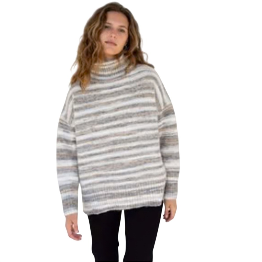 Mersea Good Vibrations Sweater Neutral Space Dye Turtleneck OS New